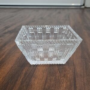 Tiffany & Co. Basketweave Glass Square Bowl